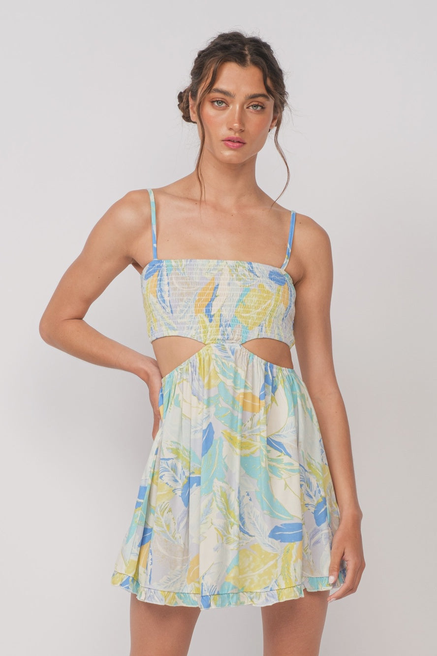 knee length dresses for ladies Palm Tree Lifestyle Embroidered Mini Dress S / White main image 1