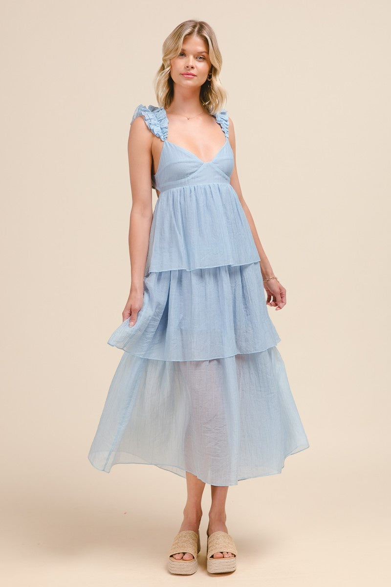 Light Blue Sweetheart Tiered Midi Dress – Sophie's Boutique Valdosta
