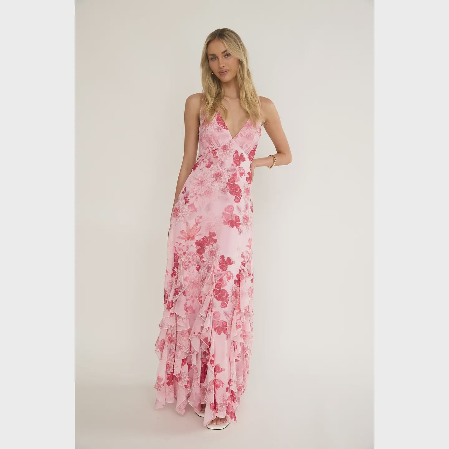 Pink Halter V Neck Maxi Dress – Sophie's Boutique Valdosta