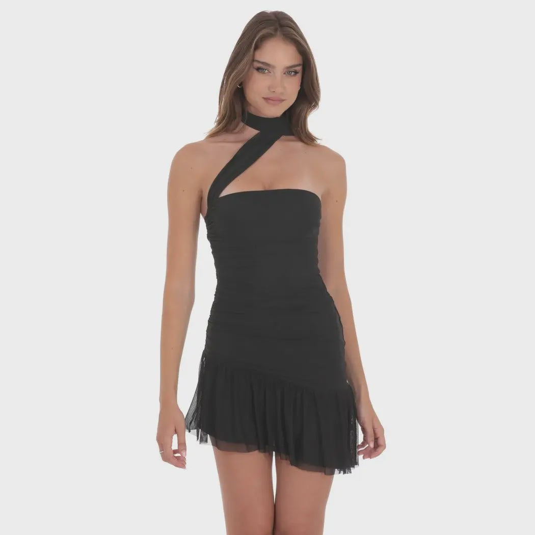Black Asymmetrical Mesh Scarf Dress Sophie's Boutique Valdosta Black Asymmetrical Mesh Scarf Dress Sophie's Boutique Valdosta
