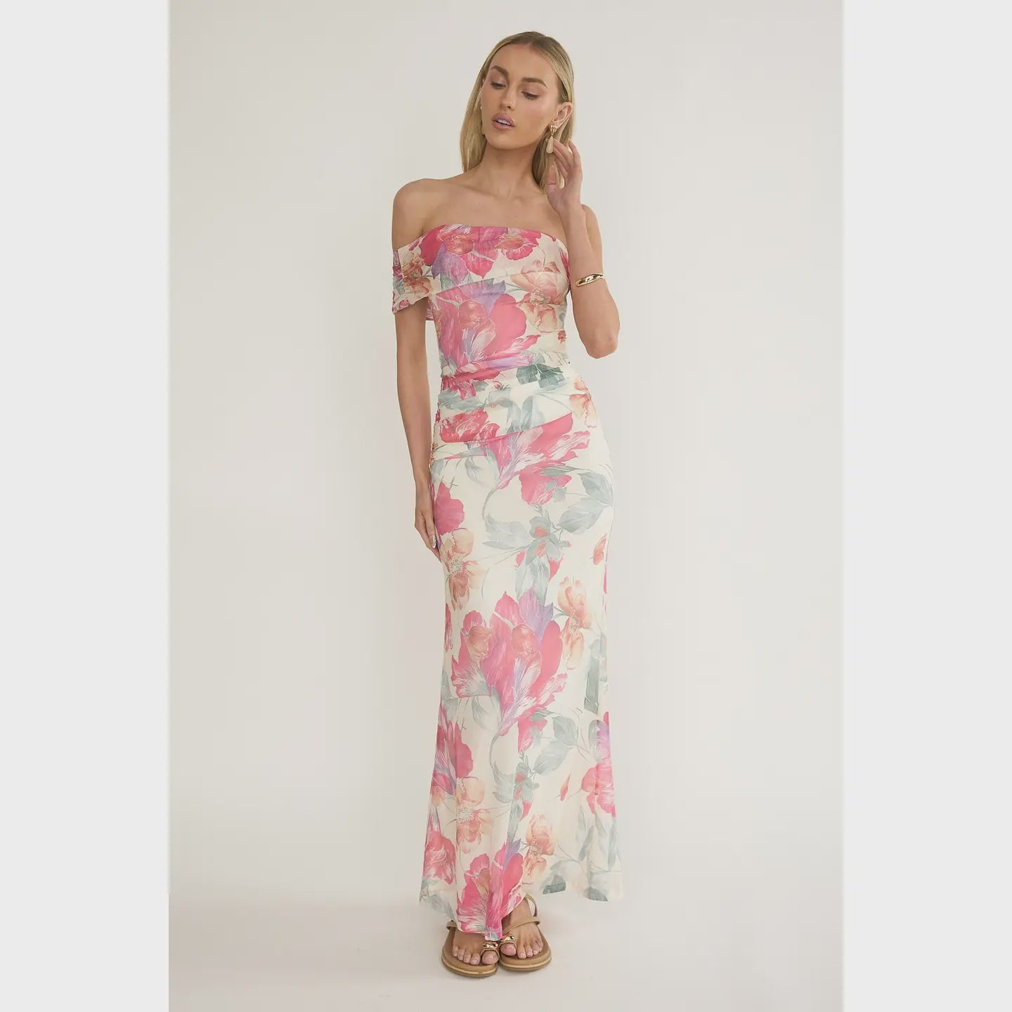 Pink Off Shoulder Floral Maxi Dress – Sophie's Boutique Valdosta