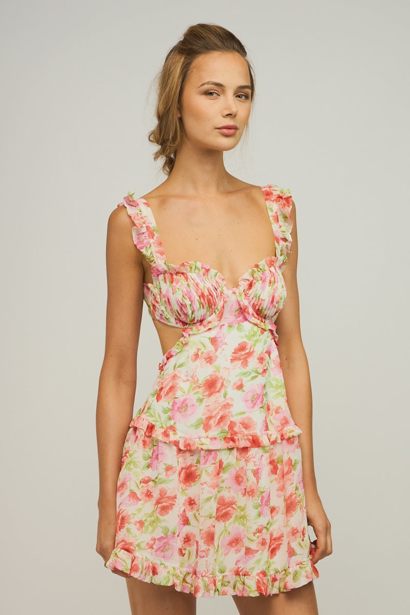 Ruffled orange/cream/pink mini dress – Sophie's Boutique Valdosta