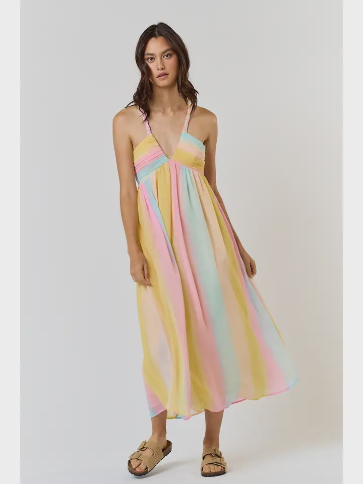 pastel maxi dresses Multi Pastel Braid Strap Maxi Dress – Sophie's Boutique Valdosta