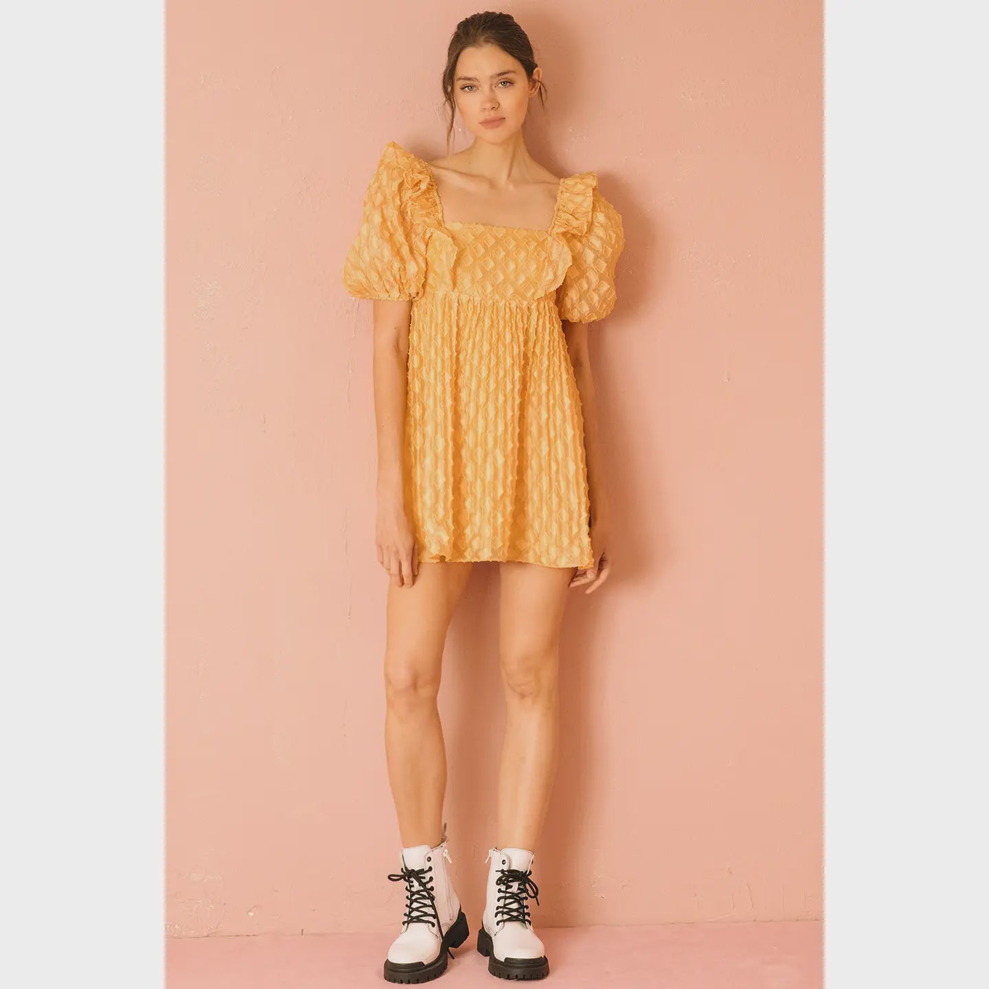 baby yellow mini dress Yellow Diamond Textured Fabric Baby Doll Mini Dress – Sophie's Boutique  Valdosta