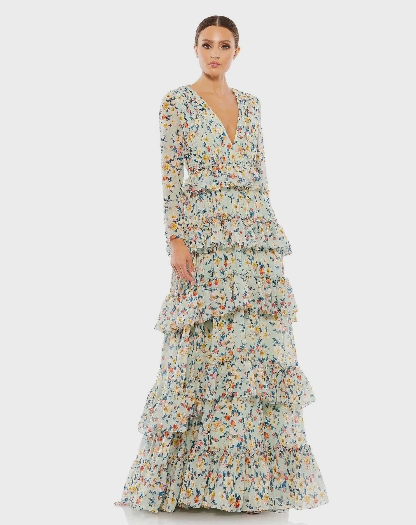 Tiered ruffle long sleeve maxi size 14 – Sophie's Boutique Valdosta