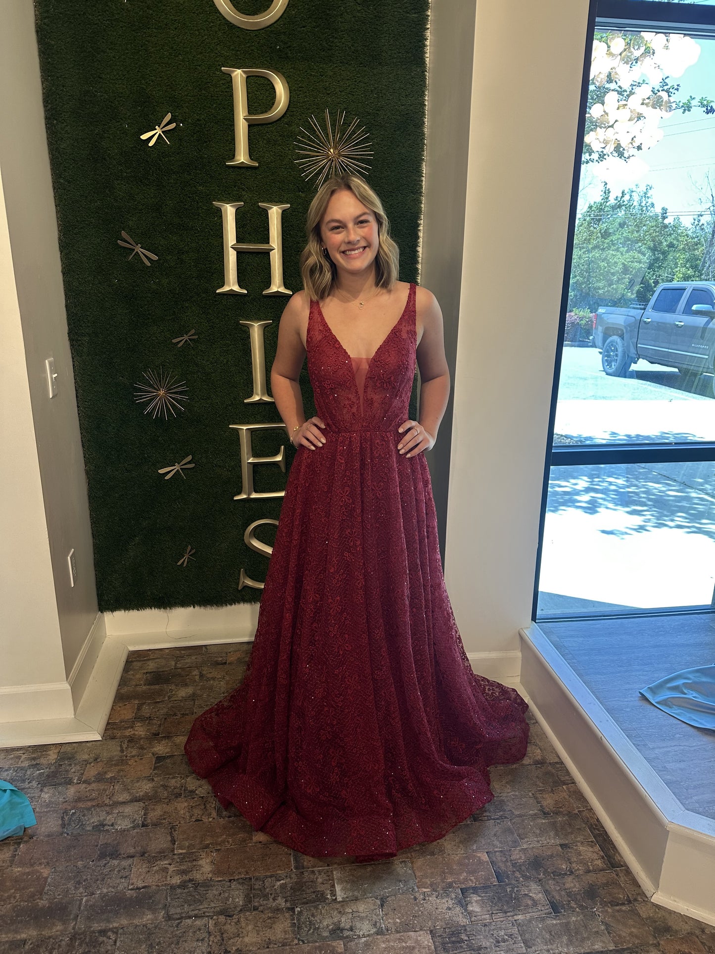 dave and johnny burgundy dress Dave Johnny Two Piece Burgundy High Low Gold Gown Prom Embroidered Gala SZ 1/2
